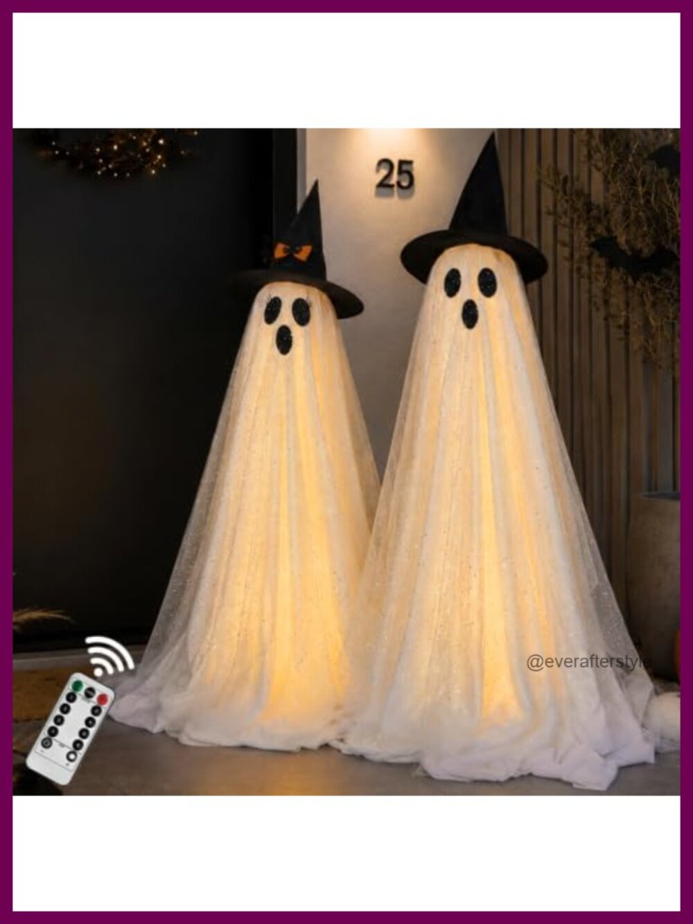 2Pack 59in Spooky Ghost String Lights Remote Timer Halloween Decor